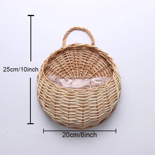 jardinière murale en rotin et osier pour plantes - vue 11 sur 12