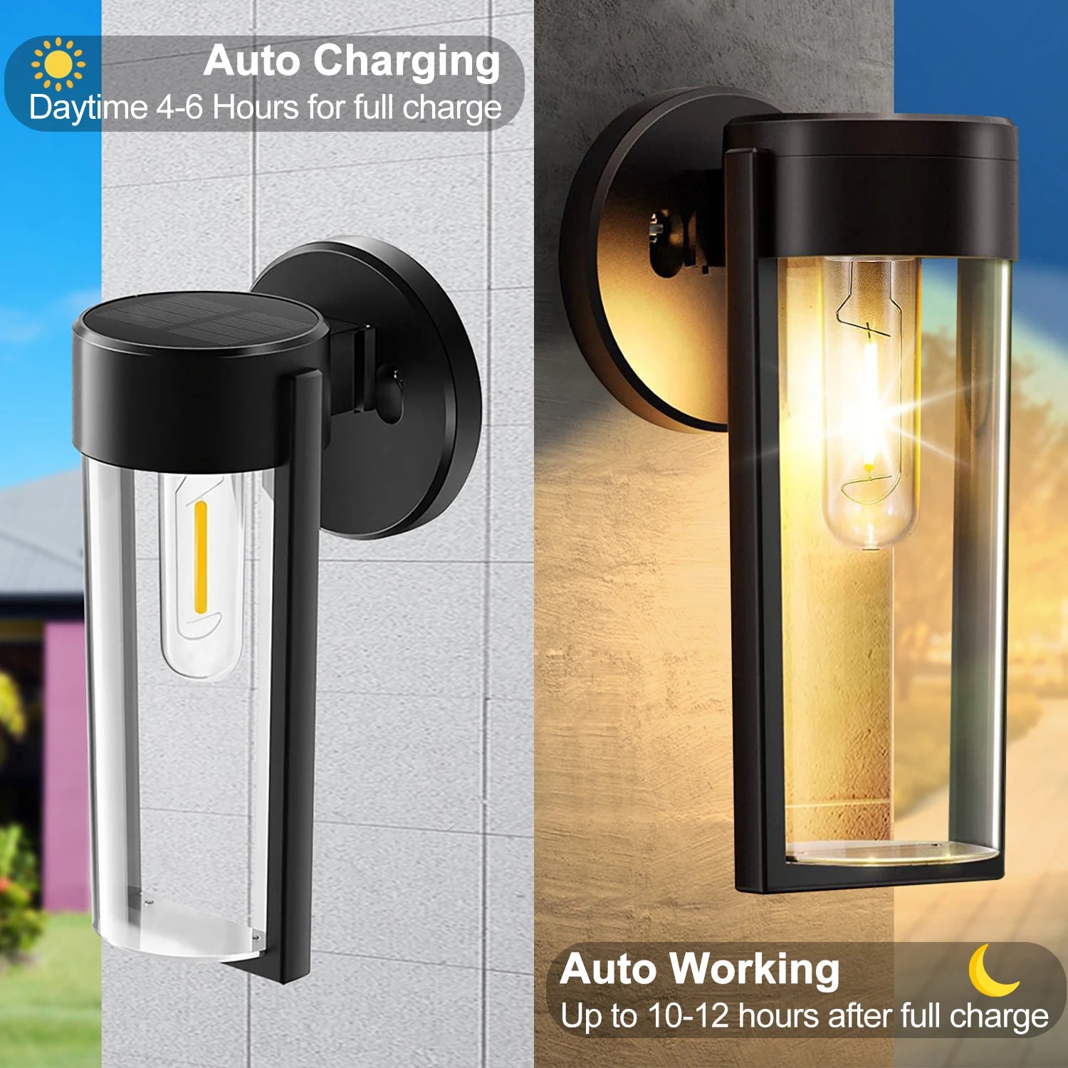 Applique murale LED lumières solaires clôture extérieure lampes de jardin solaires lumières de pont décor étanche solaire arrière-cour jardin Patio cour porche déco - vue 5 sur 7