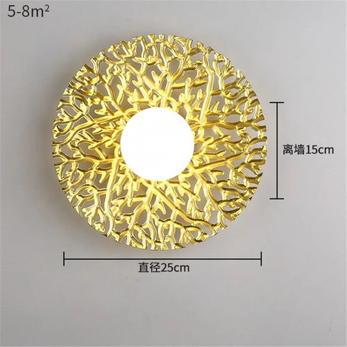 applique murale LED ronde en métal nordique décoratif pour intérieur moderne