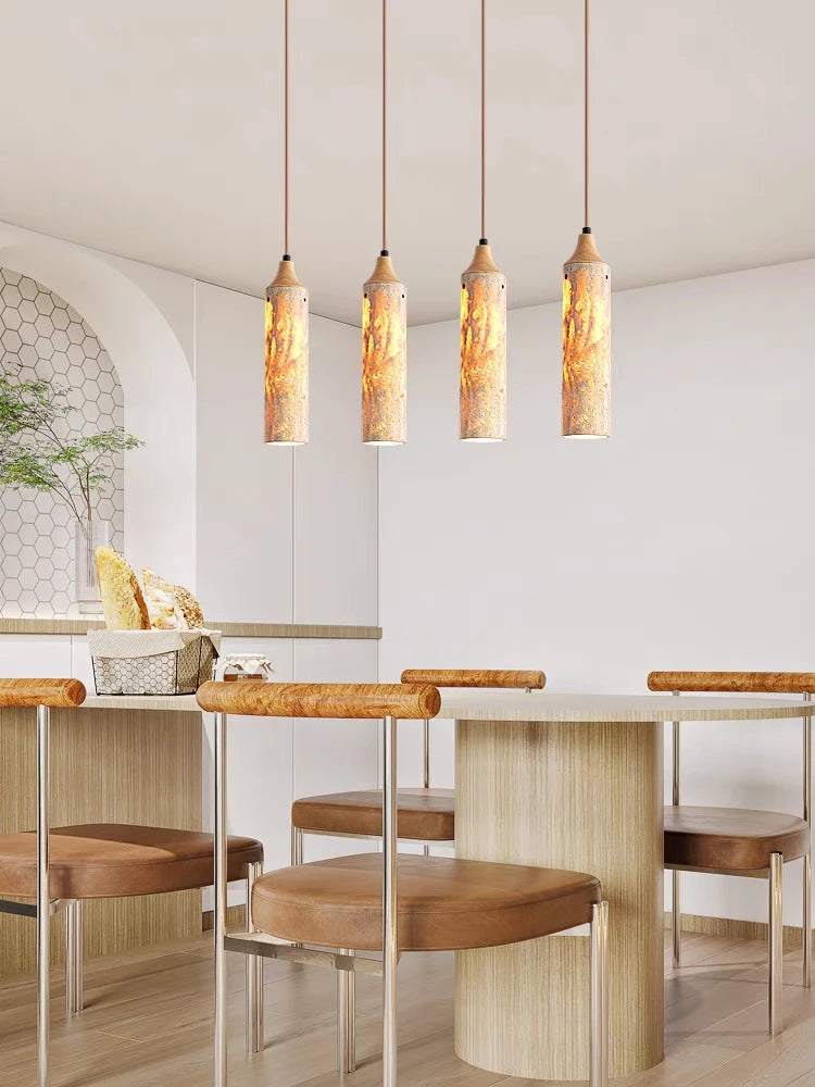 lustre en bois japonais design wabi-sabi pour décoration intérieure - vue 4 sur 11