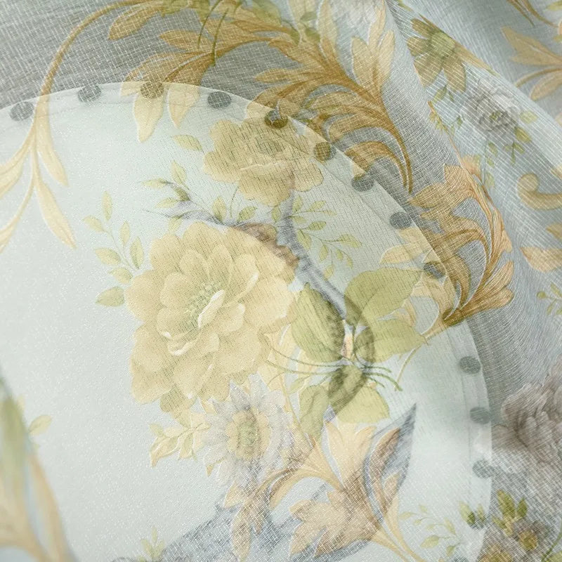 Rideau occultant floral style européen pour salon chambre - vue 8 sur 8