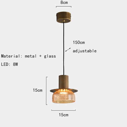 suspension en verre craquelé avec led et cordon réglable - vue 10 sur 12