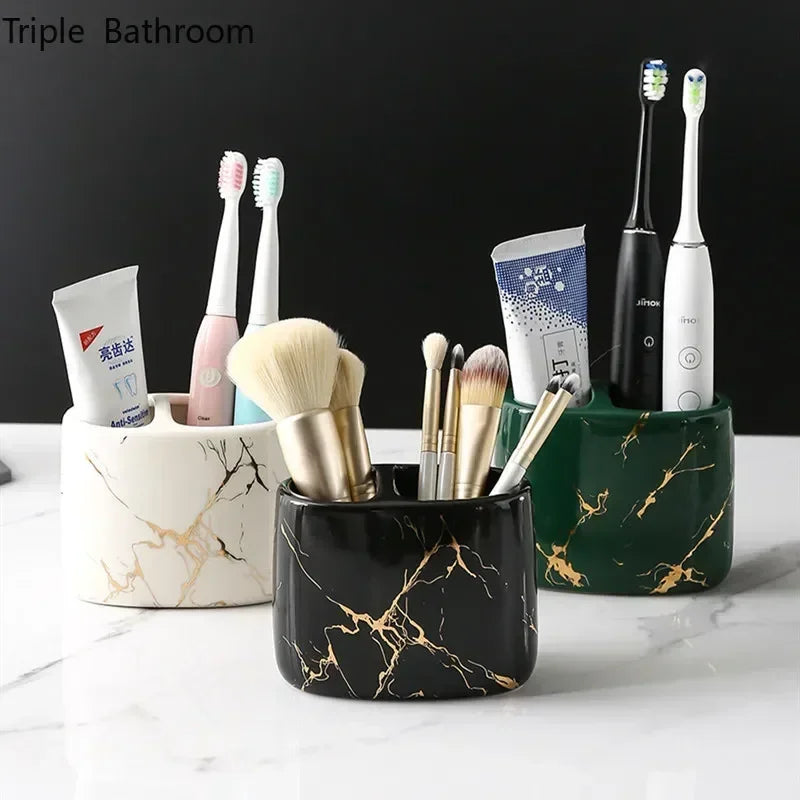 organisateur en céramique pour brosses à dents et dentifrice - vue 4 sur 10