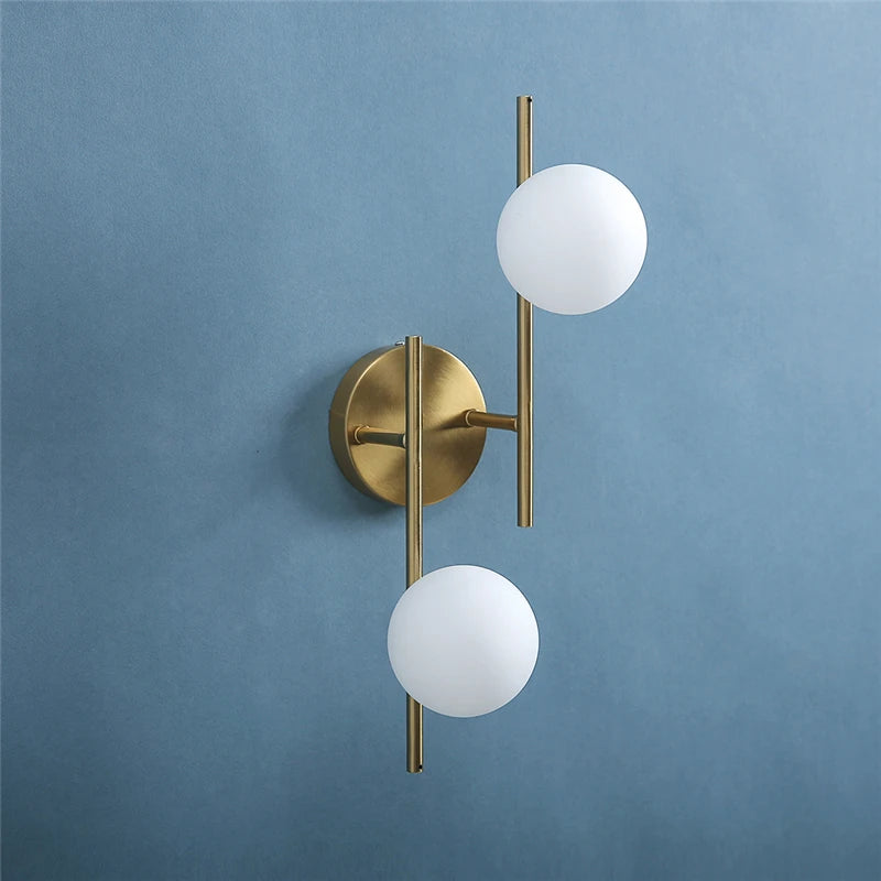 appliques murales modernes led avec boule ronde en verre laiteux