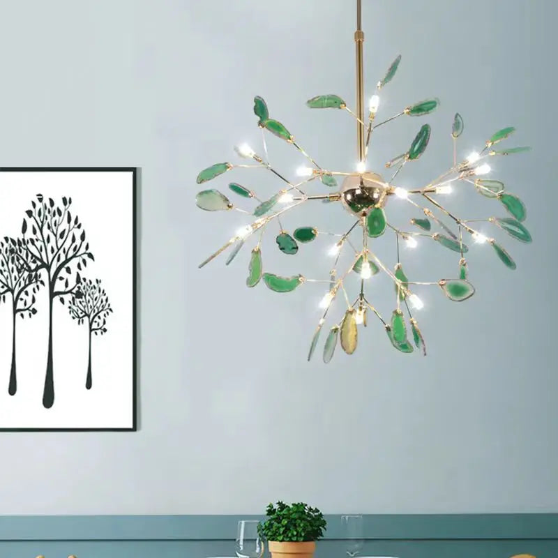 lustre en agate naturelle avec éclairage led et cordon réglable - vue 5 sur 14