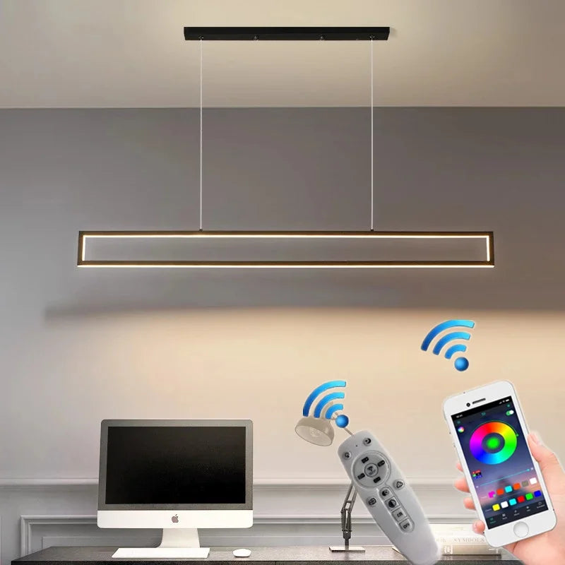 Modern LED black dimming living room light used for hanging decoration of restaurant, coffee shop, bar lighting fixtures - vue 2 sur 8
