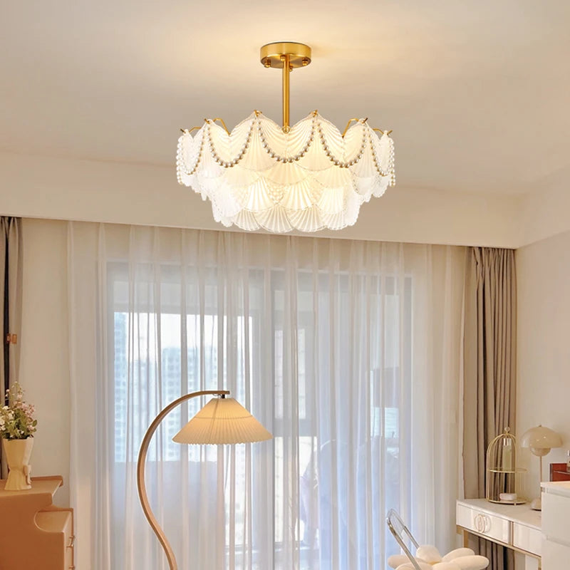 lustre de luxe en forme de coquille en cristal feng shui - vue 3 sur 11