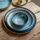 Assiette ceramique style retro texture flammee service table