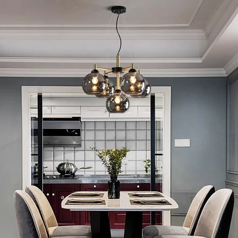 Lustre design Moderne à boule en verre home - vue 4 sur 12