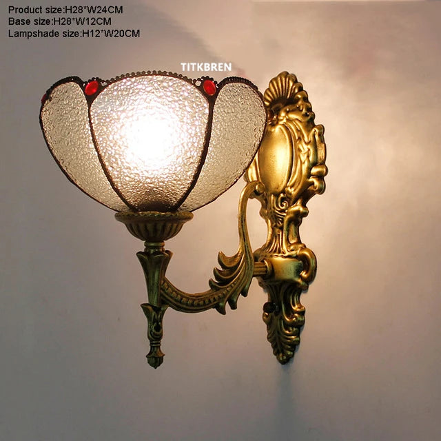 applique murale fleurs turques abat-jour baroque en verre décoratif - vue 7 sur 17