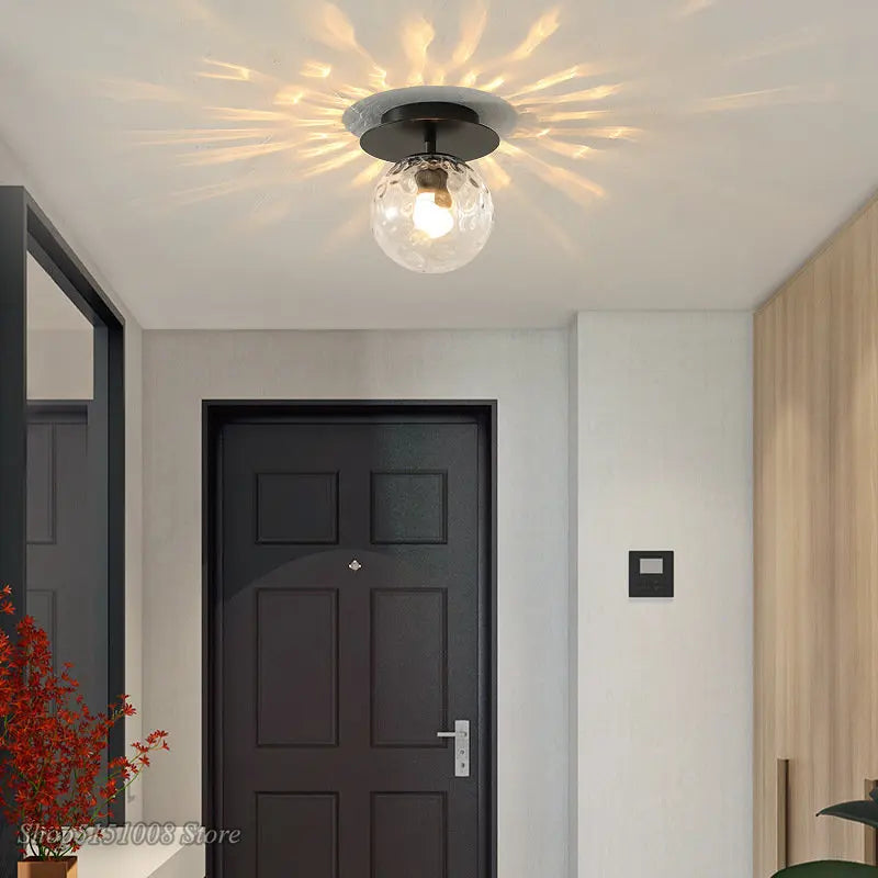 Lampes de plafond en verre boule ronde moderne pas cher pour Restaurant allée couloir balcon décoration luxe Led plafonniers - vue 5 sur 13