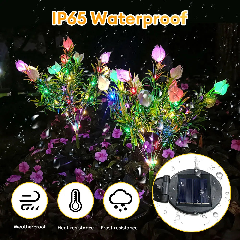 lampe solaire décorative pour jardin en forme de fleur lumineuse - vue 3 sur 8