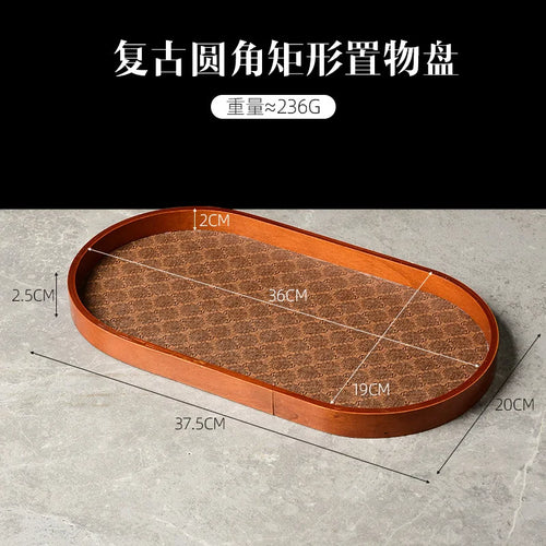 assiette à thé en cuir luxe pour rangement décoratif et bijoux - vue 8 sur 7