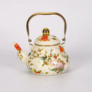 Bouilloire émail vintage motif floral poignée dorée 15l