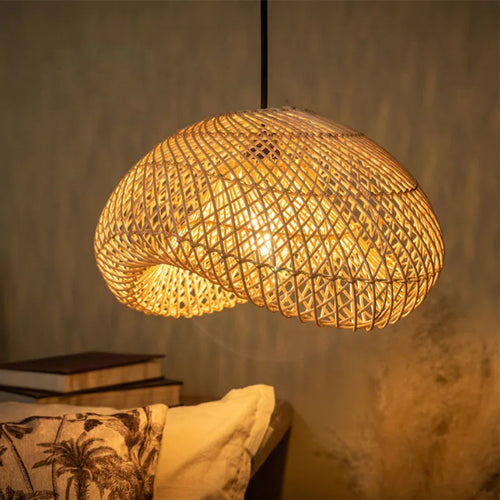 Lustre en rotin de style Wabi sabi fait à la main - vue 3 sur 7