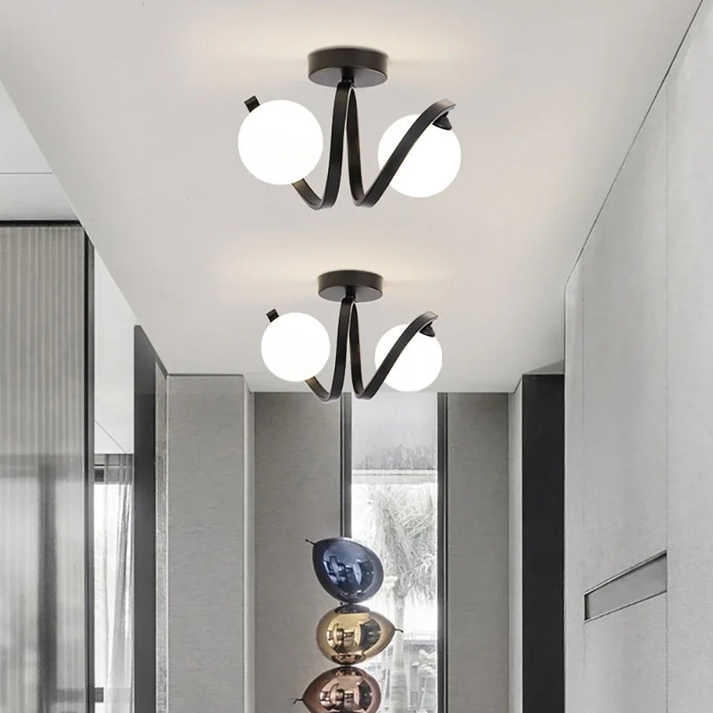 Plafonnier Verre Moderne Nordique Noir Or Haute Qualité Double-Tête