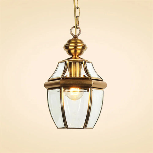 suspension led antique en verre et cuivre pour extérieur et intérieur