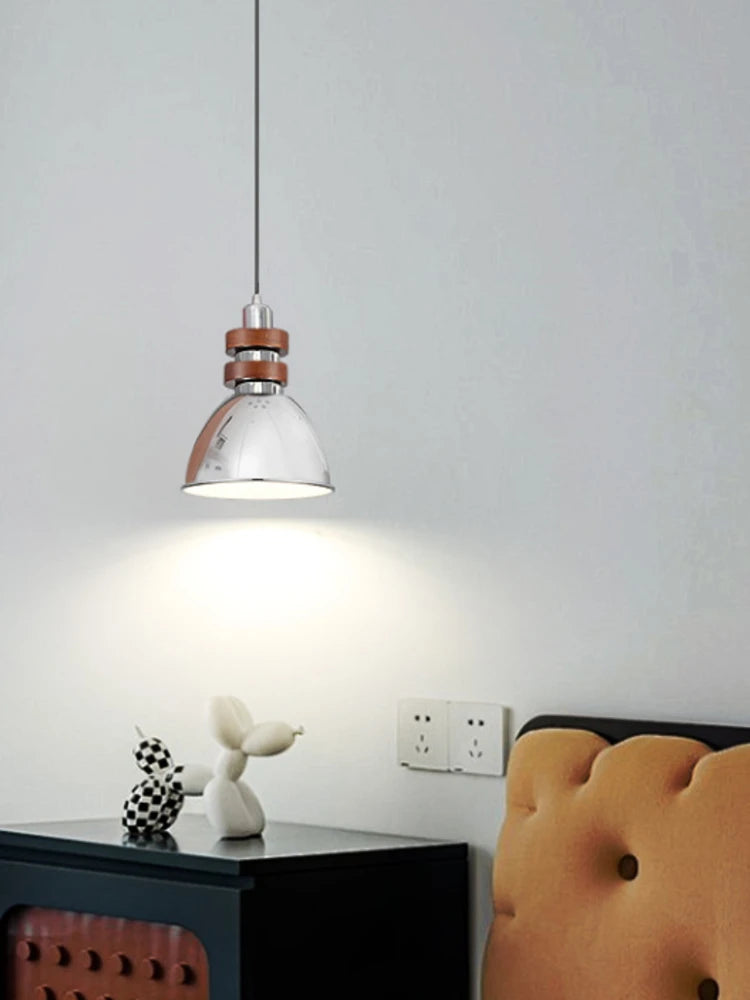 lustre en bois massif argenté pour intérieur rétro et moderne - vue 5 sur 10