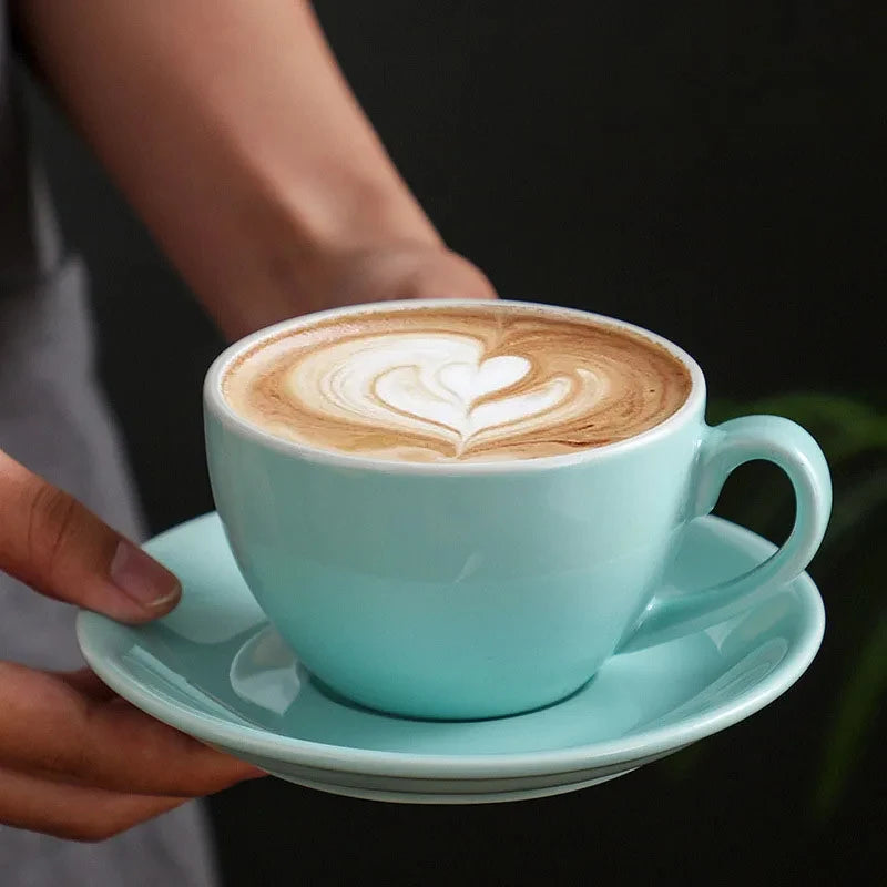 Service café céramique style barista moderne avec soucoupe - vue 7 sur 7