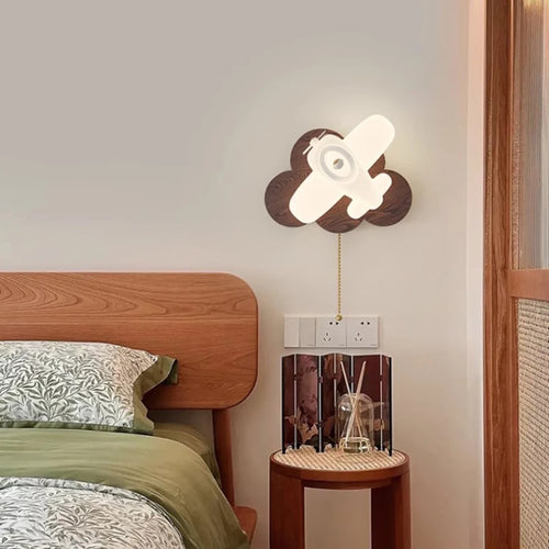 applique murale hélicoptère rétro en bois massif pour chambre enfant - vue 3 sur 16