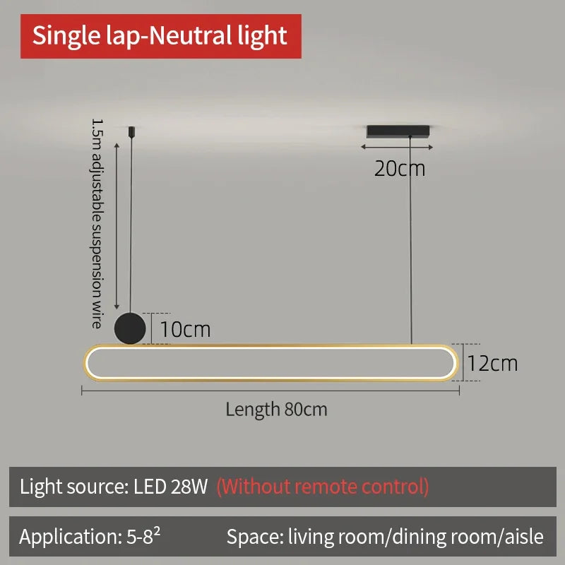 Modern and simple LED dining room chandelier, Nordic gold living room, kitchen lights, bar, meeting room decorative lighting - vue 15 sur 16