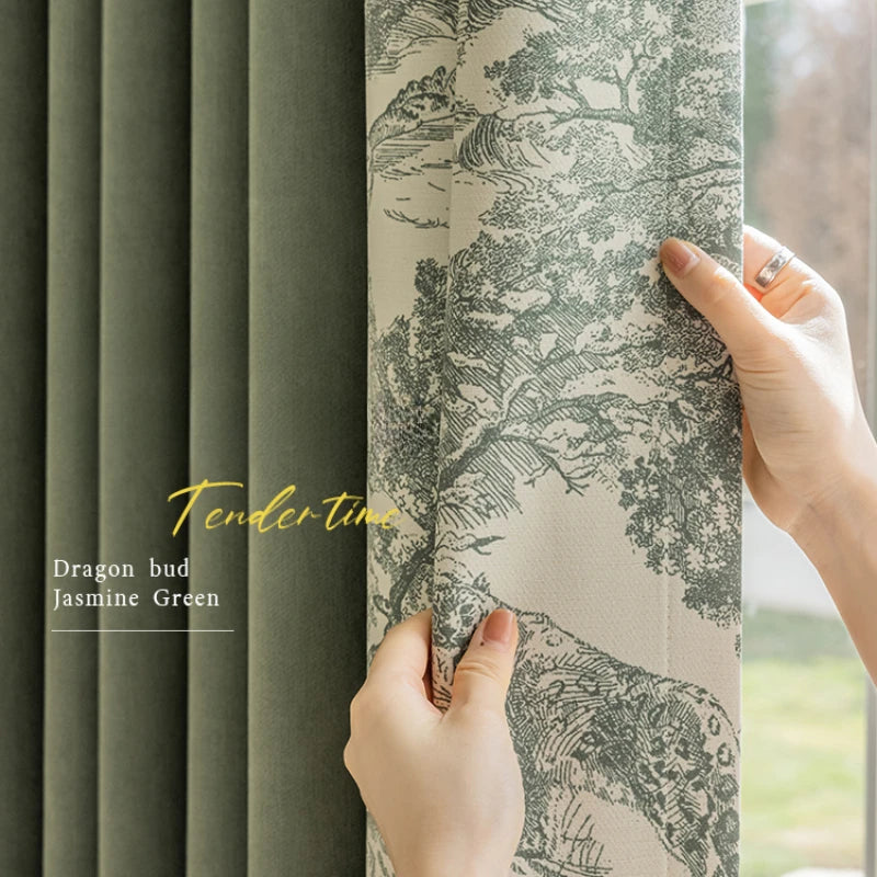 Rideau occultant thermique motif floral style moderne salon chambre - vue 3 sur 11