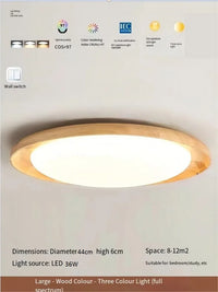 plafonnier wabi-sabi spectre complet led en bois massif rondin