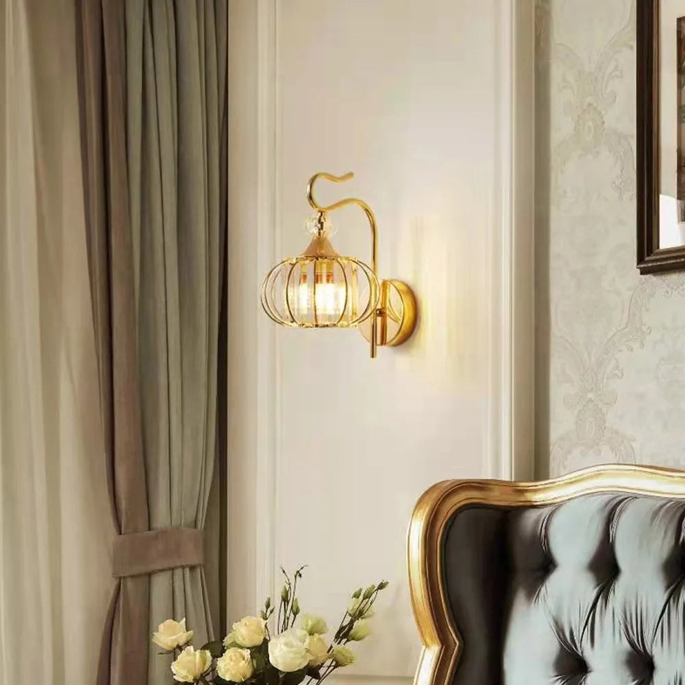 Glass wall lamp, iron art bedside lamp, simple accessories of living room, bedroom and dining room, E27 lamp - vue 5 sur 8