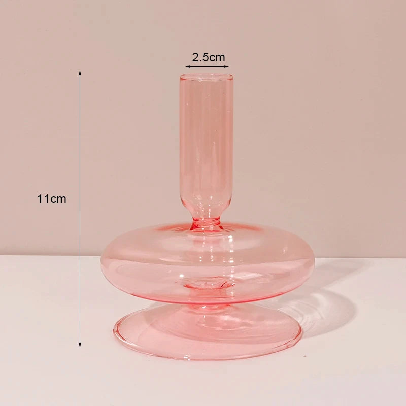 bougeoir en verre décoratif à rayures coniques pour événements festifs - vue 15 sur 30