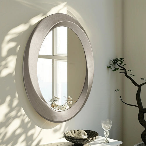 miroir ovale à bord biseauté cadre incurvé style baroque élégant - vue 2 sur 7