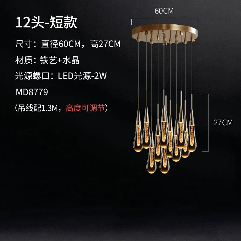 suspension design en verre en forme de gouttelettes d'eau élégante - vue 10 sur 12