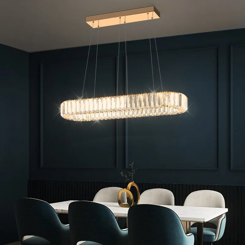 Suspension ovale en cristal de luxe - vue 5 sur 14