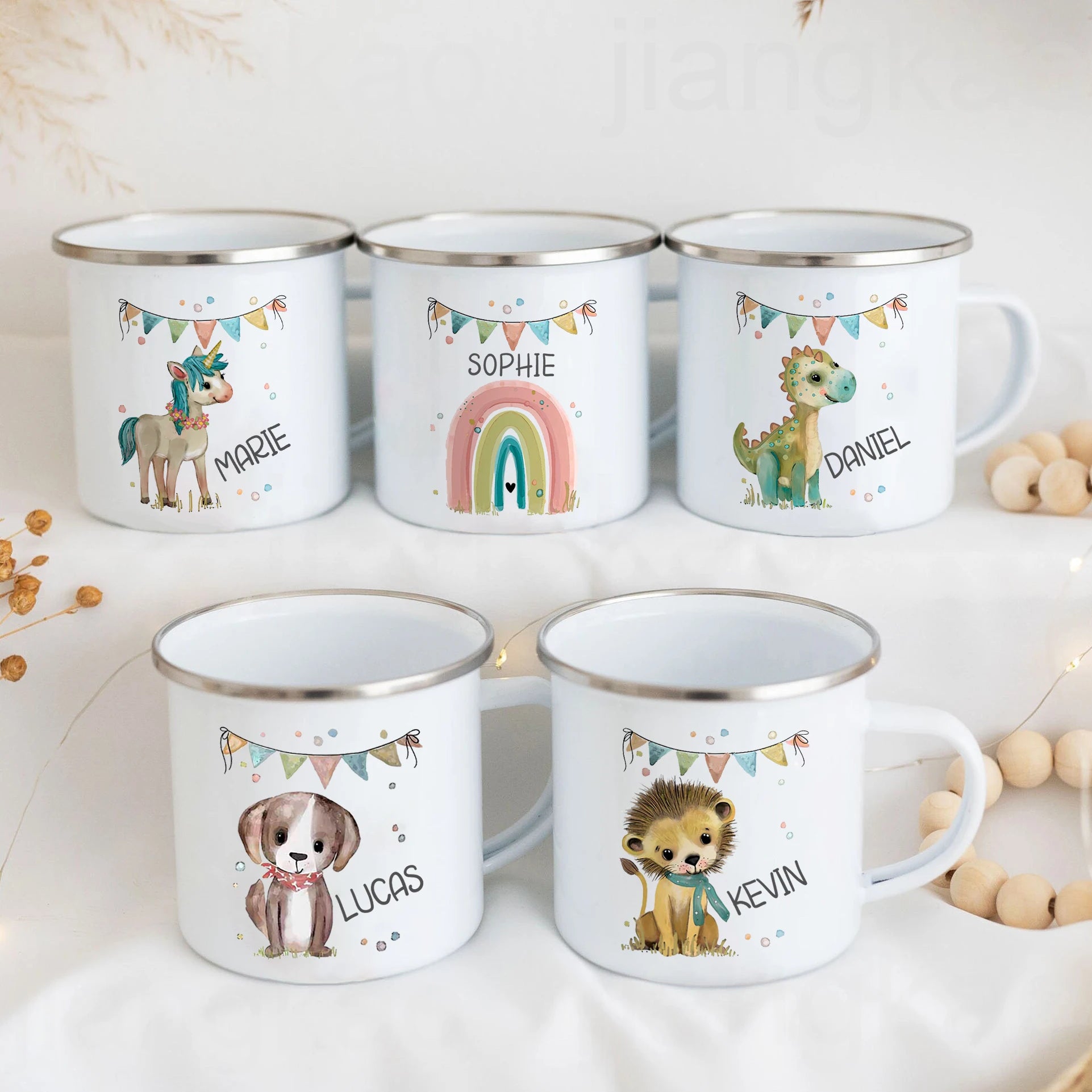 Mug enfant personnalisé motif animal en émail anse - vue 2 sur 7