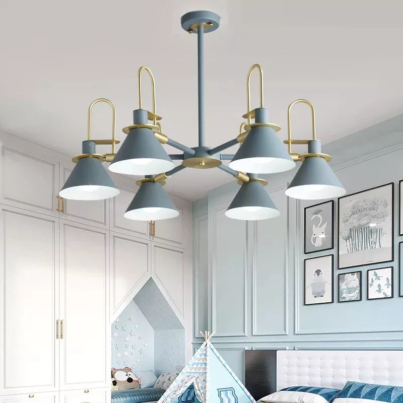 Suspension LED créatives simples suspension 1/3/6/8 têtes lampes de plafond en bois nordique pour salon chambre veilleuses E27 - vue 3 sur 22