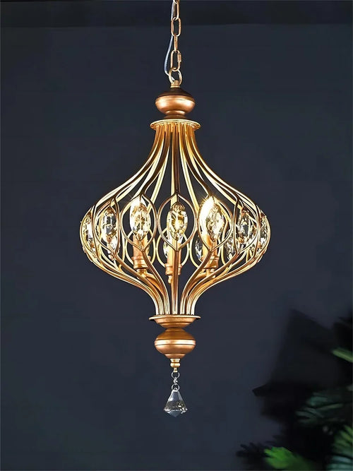 lustre rétro français en cristal style vintage suspension - vue 3 sur 9