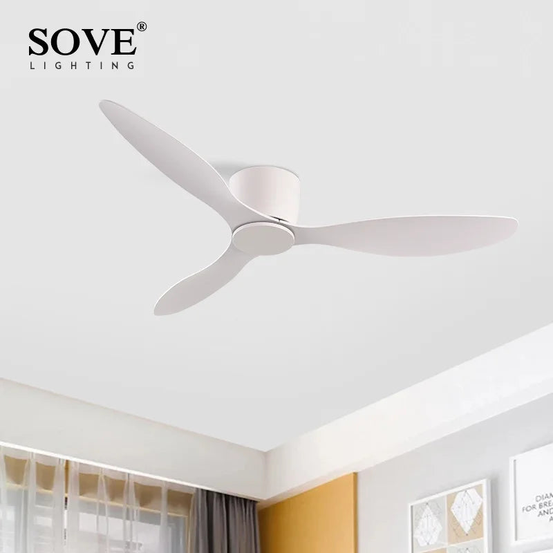 SOVE ventilateur de plafond blanc plancher bas Ultra mince 17 cm DC ventilateur de plafond avec télécommande ventilateurs de plafond simples sans lumière 220 V - vue 3 sur 14