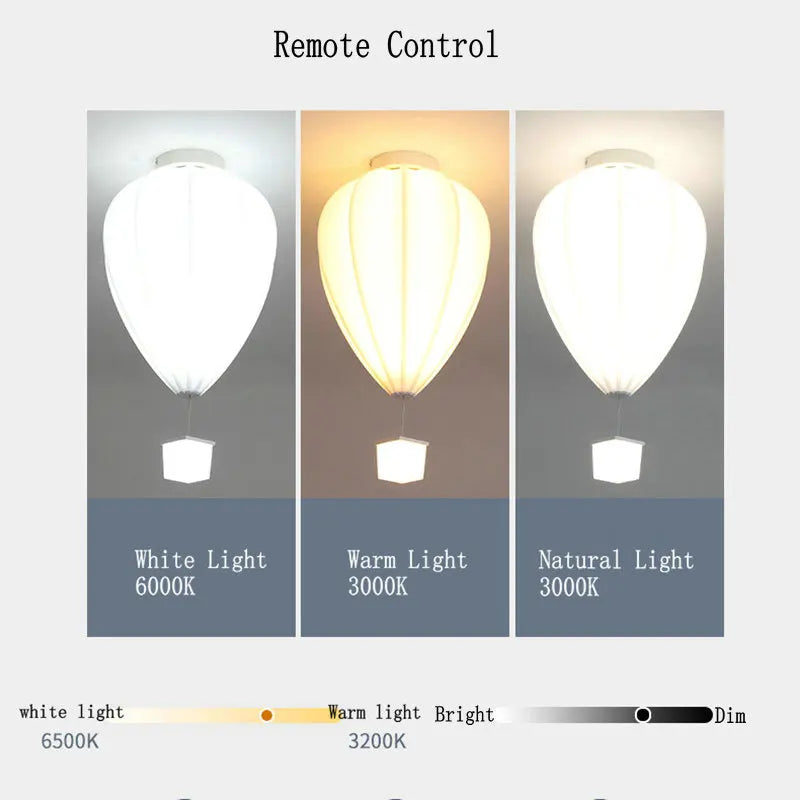 Kids Children's Ceiling Chandelier Light Air Ballon Design Remote Control LED Pendant Chandelier Lamps White Pink Yellow Blue - vue 6 sur 16