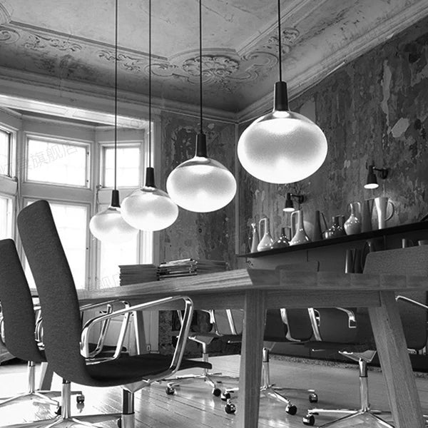 lustre en verre mat éclairage moderne pour intérieur design - vue 5 sur 9
