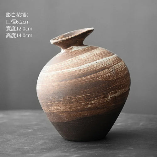 vase en terre cuite japonais imitation pierre vintage pour fleurs - vue 20 sur 21