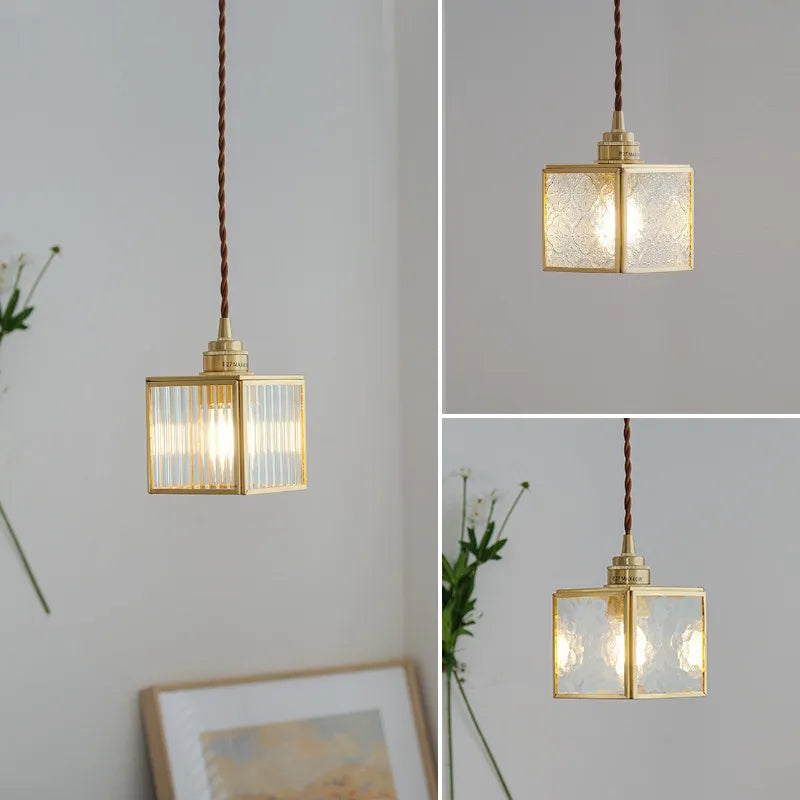 suspension vintage en cuivre avec verre pour éclairage intérieur - vue 2 sur 9
