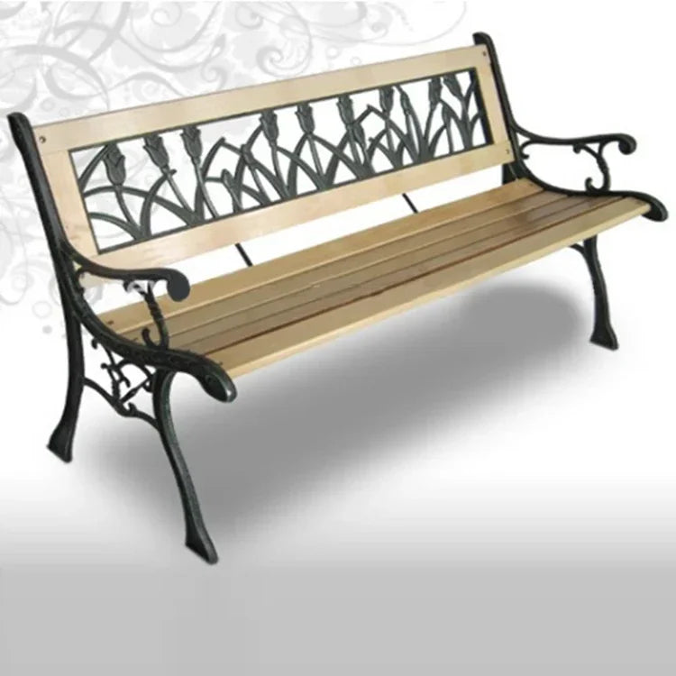 chaises de jardin en fonte et bois vintage pour extérieur - vue 2 sur 7