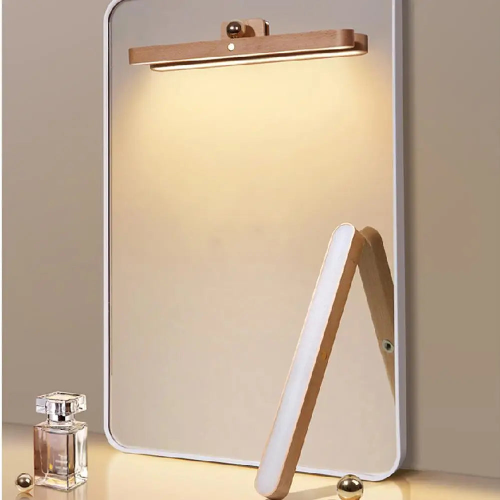 LED en bois veilleuse miroir avant lumière de remplissage Portable Rechargeable magnétique applique murale chambre lampe de chevet - vue 3 sur 6