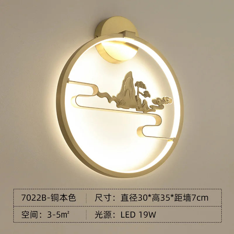 applique murale led traditionnelle chinoise en cuivre pour intérieur décoratif - vue 10 sur 10