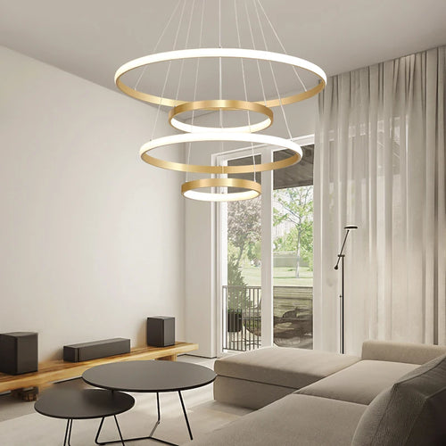 lustre moderne style nordique avec télécommande et anneau lumineux - vue 4 sur 30