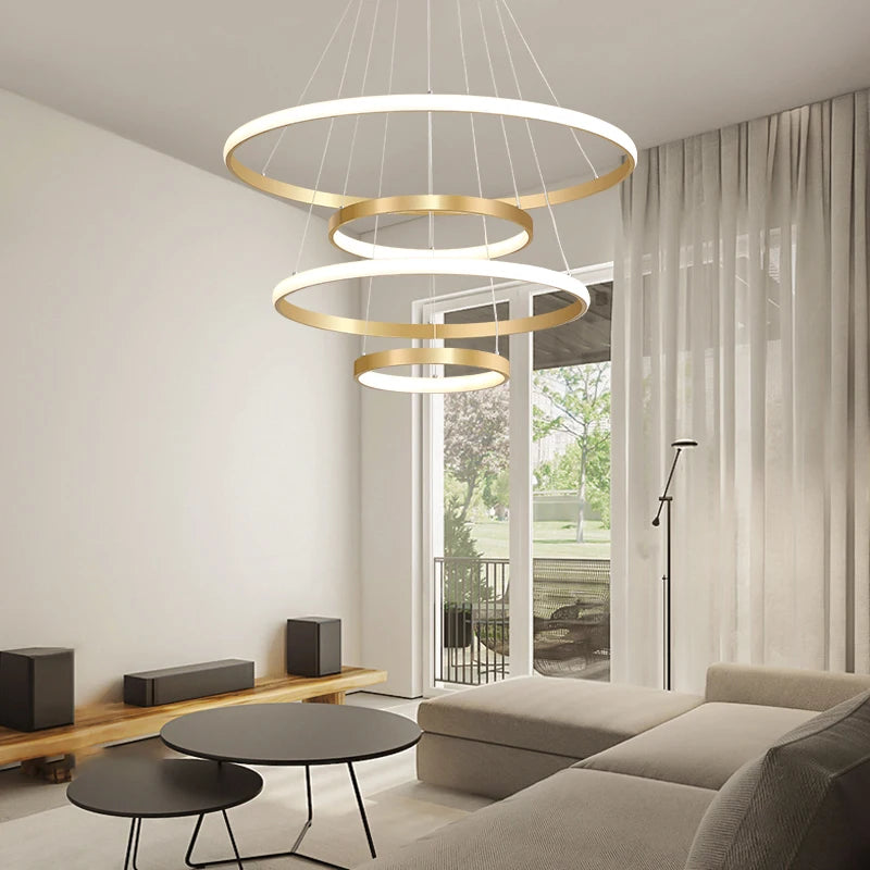 lustre moderne style nordique avec télécommande et anneau lumineux - vue 4 sur 30
