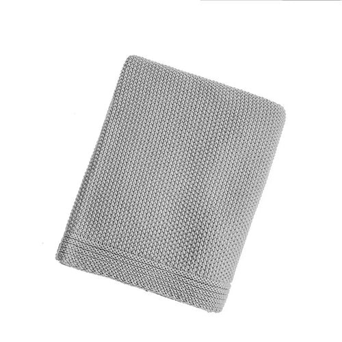 Plaid tricoté motif carreaux style nordique pour canapé