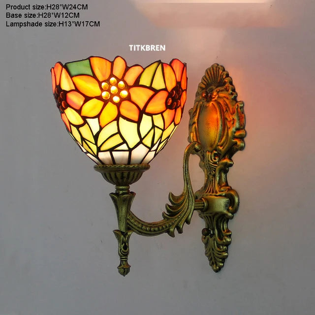 applique murale fleurs turques abat-jour baroque en verre décoratif - vue 15 sur 17