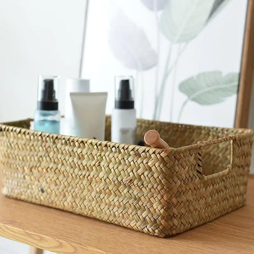 panier de rangement en paille tressée pour organisation - vue 4 sur 9