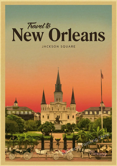 affiche vintage de voyage chicago las vegas le caire décoration murale