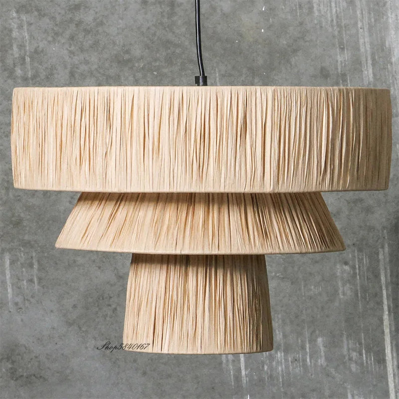 lustre en rotin style japonais fait à la main créatif